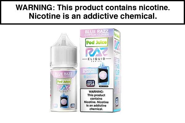 BLUE RAZZ COTTON CLOUDS BY POD JUICE SALTS X RAZ 30ML